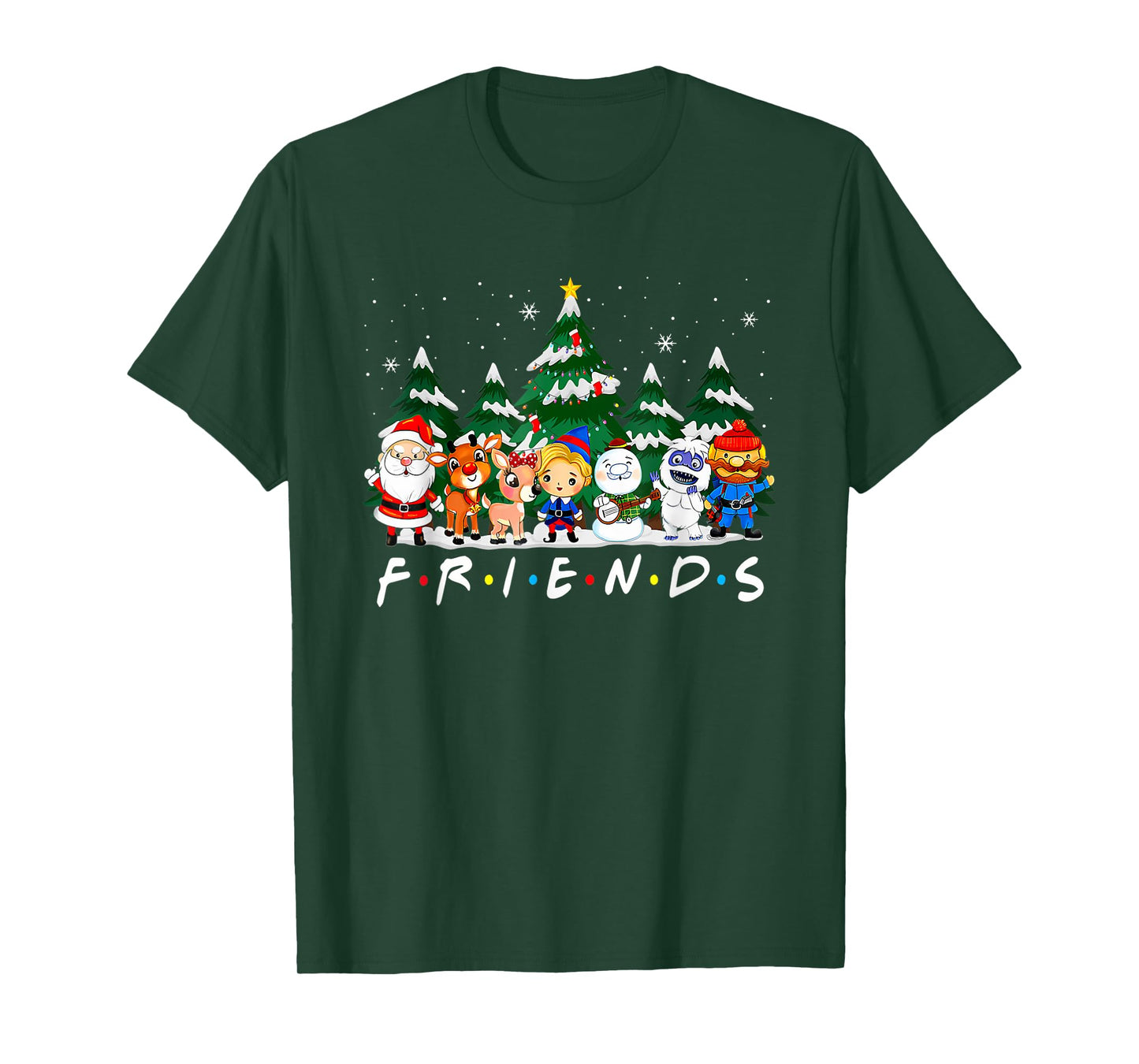 Christmas Friends Santa Rudolph Snowman Xmas Family Pajamas T-Shirt