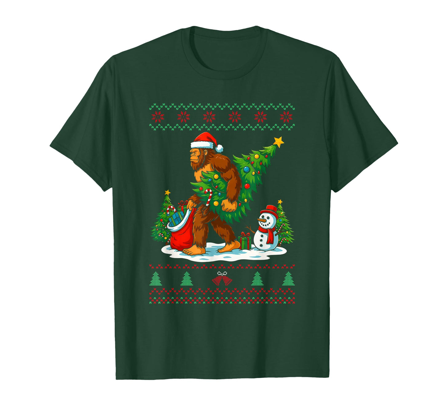 Most Wonderful Christmas Bigfoot Christmas Tree Lights Xmas T-Shirt