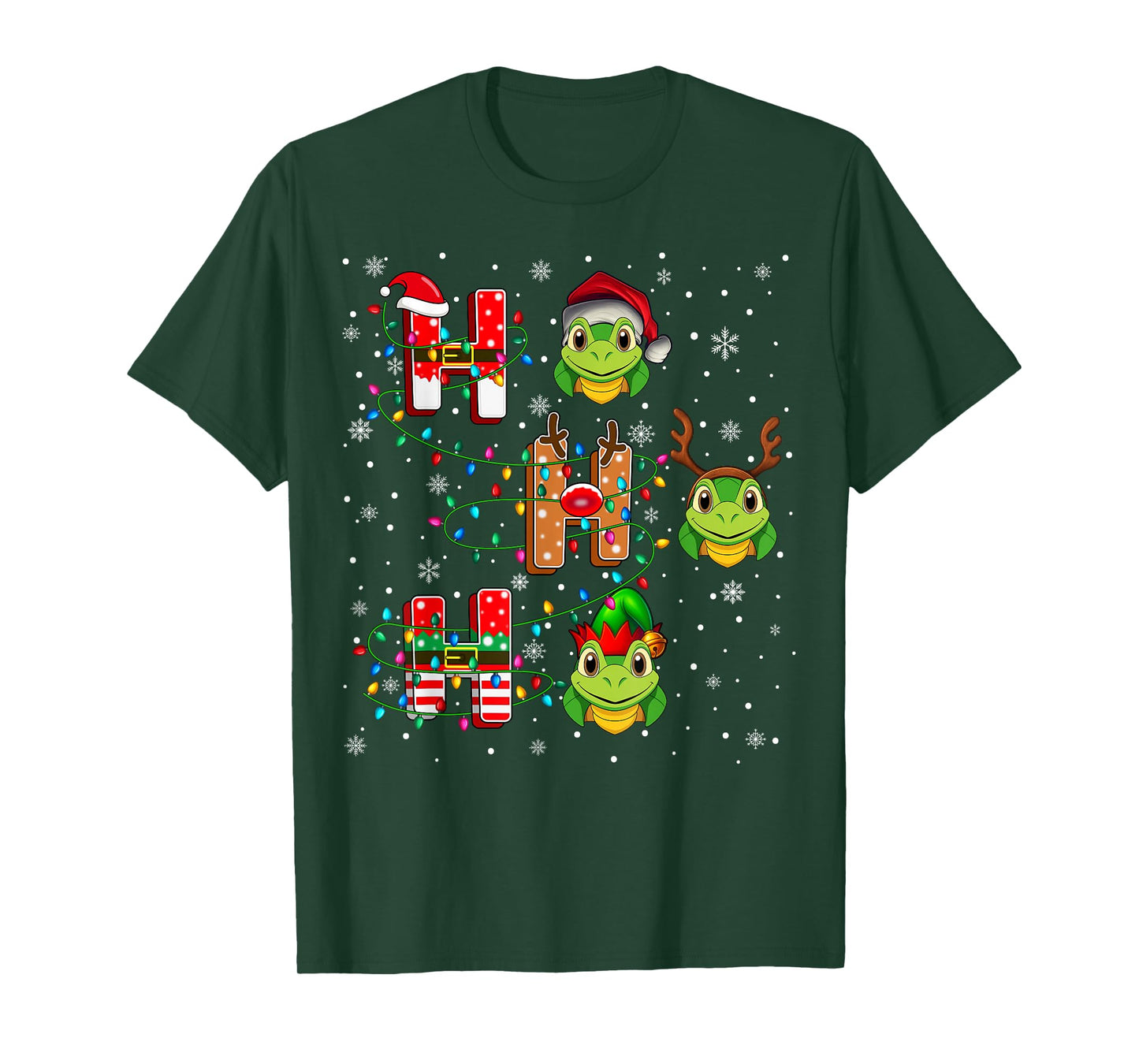 Ho Ho Ho Santa Reindeer Hat Elf Turtle Animal Christmas T-Shirt