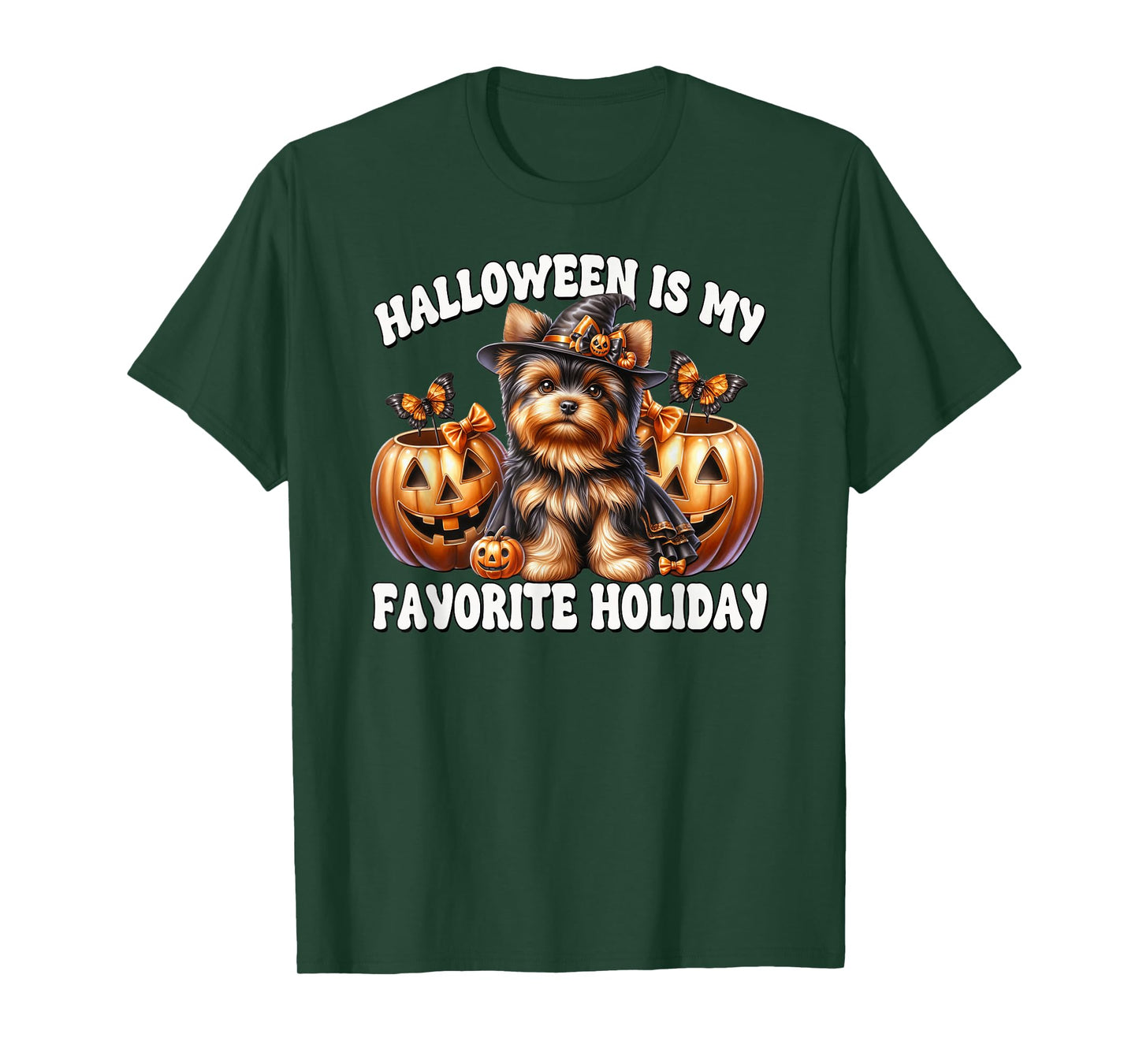 Halloween is My Favorite Holiday Graphic for Yorkie Mom T-Shirt