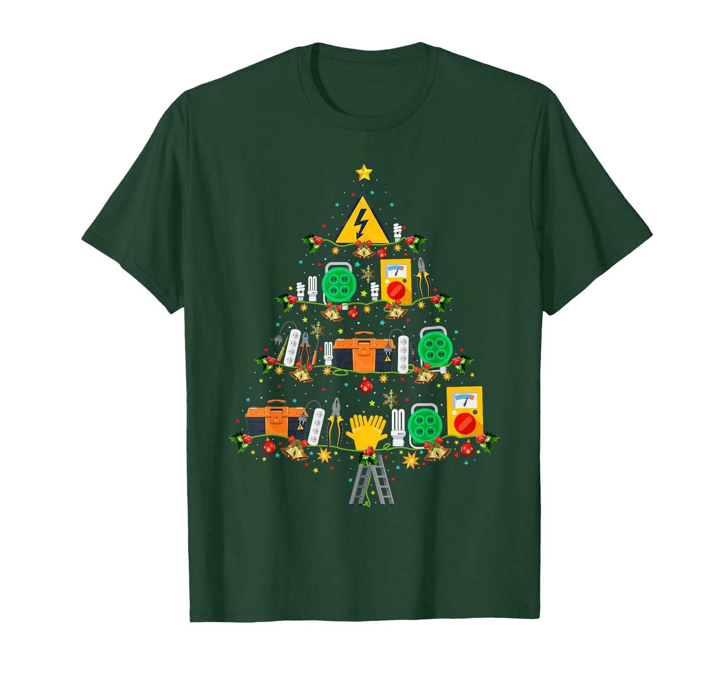 Electrical Tools Xmas Tree Lights Electrician Christmas T-Shirt