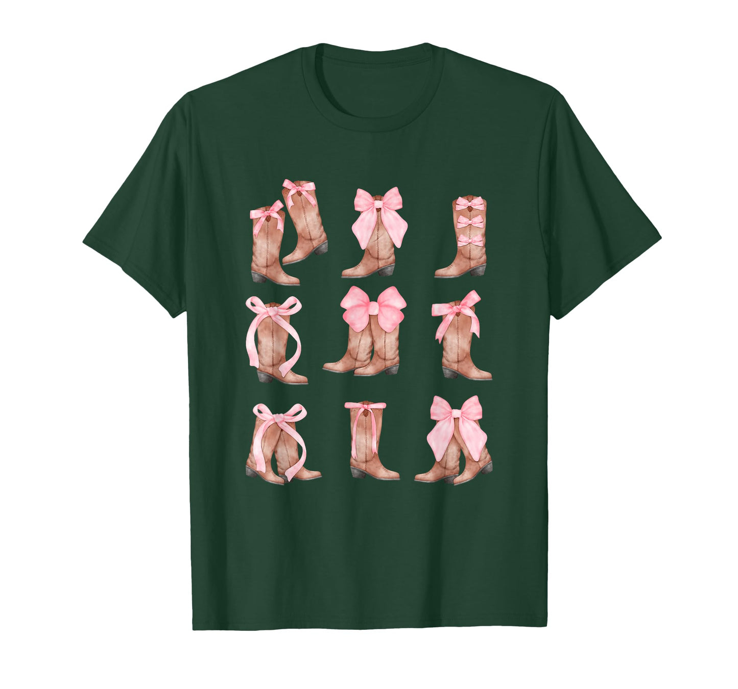 Cowgirl Boots Coquette Aesthetic and Pink Bows T-Shirt