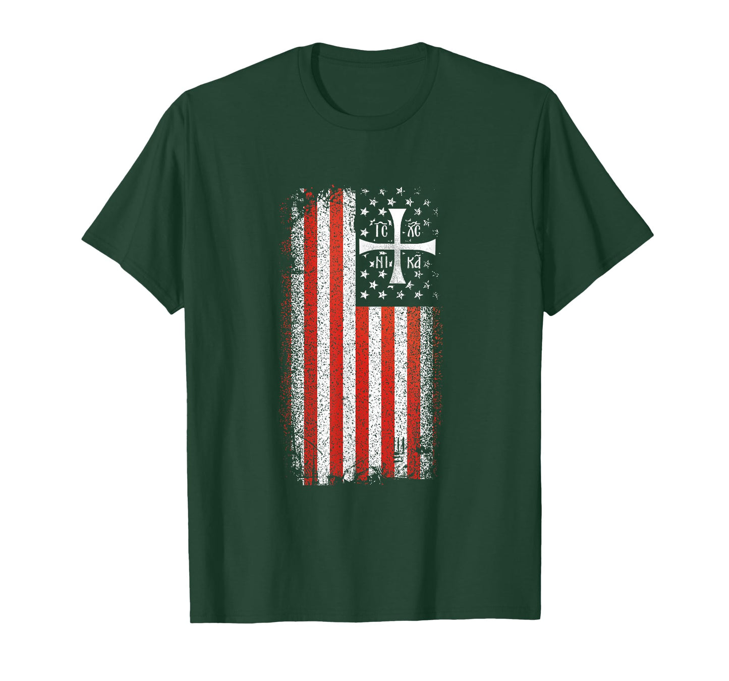 IC XC NIKA Orthodox Christian American Flag Vintage T-Shirt