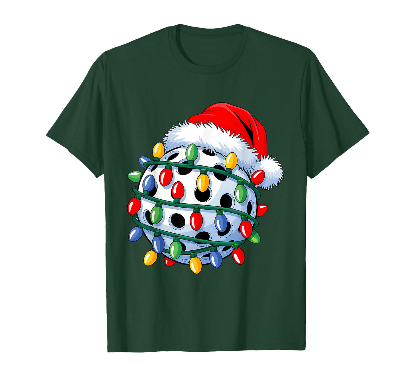 Pickleball Ball Santa Hat Christmas Pickleball Xmas Lights T-Shirt