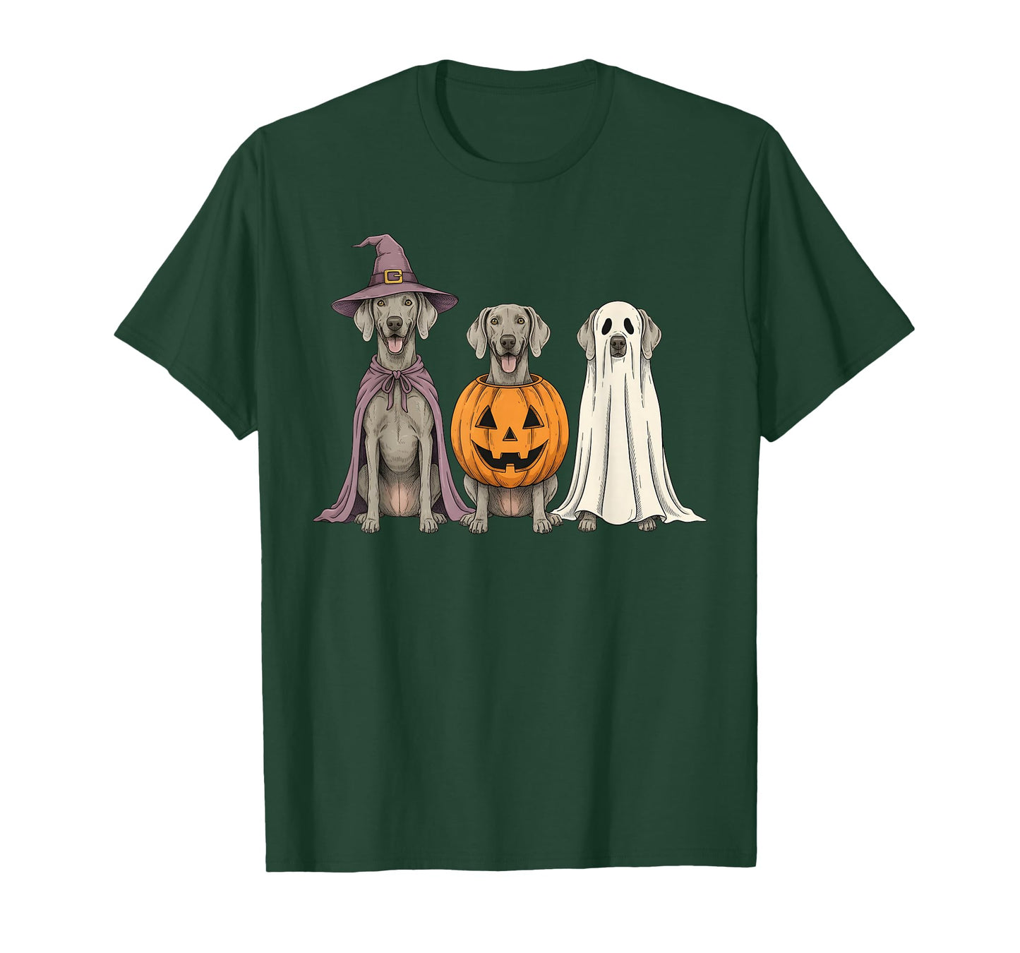 Spooky Ghost Weimaraner Pumpkin Halloween Dog Lover T-Shirt