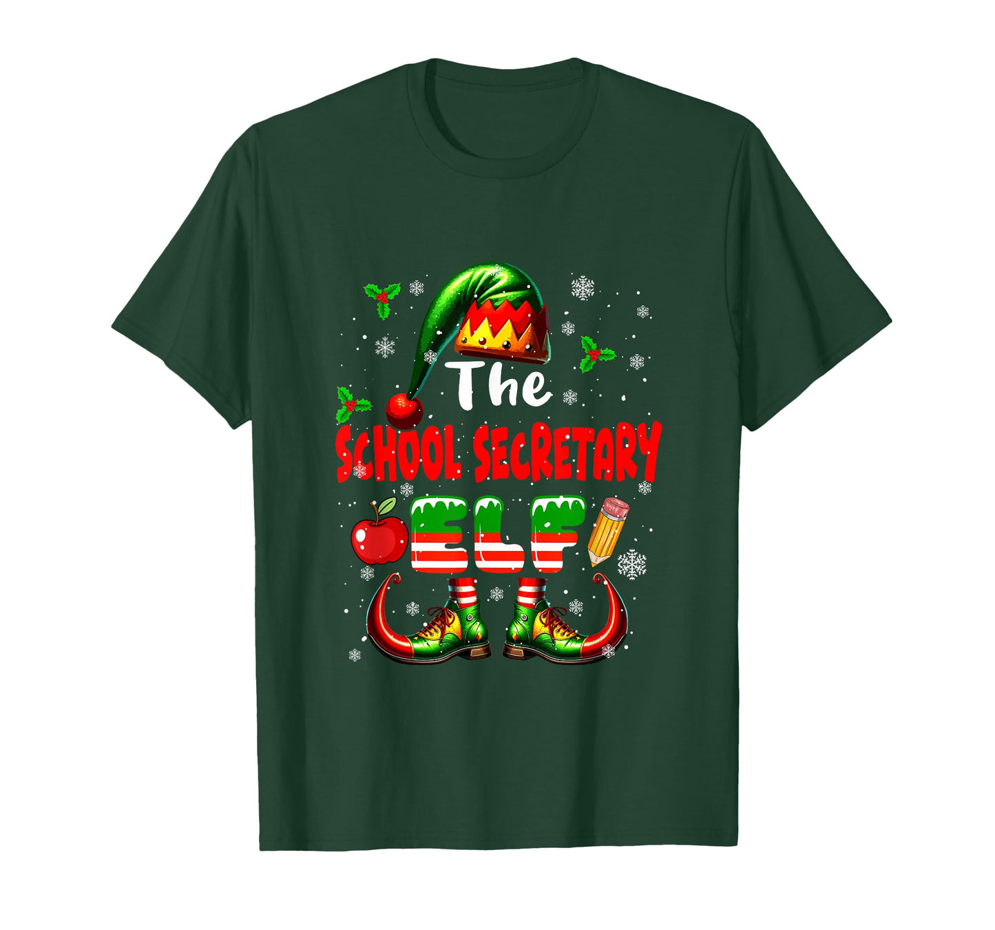 The School Secretary Elf Christmas Job Team Matching Parties T-Shirt