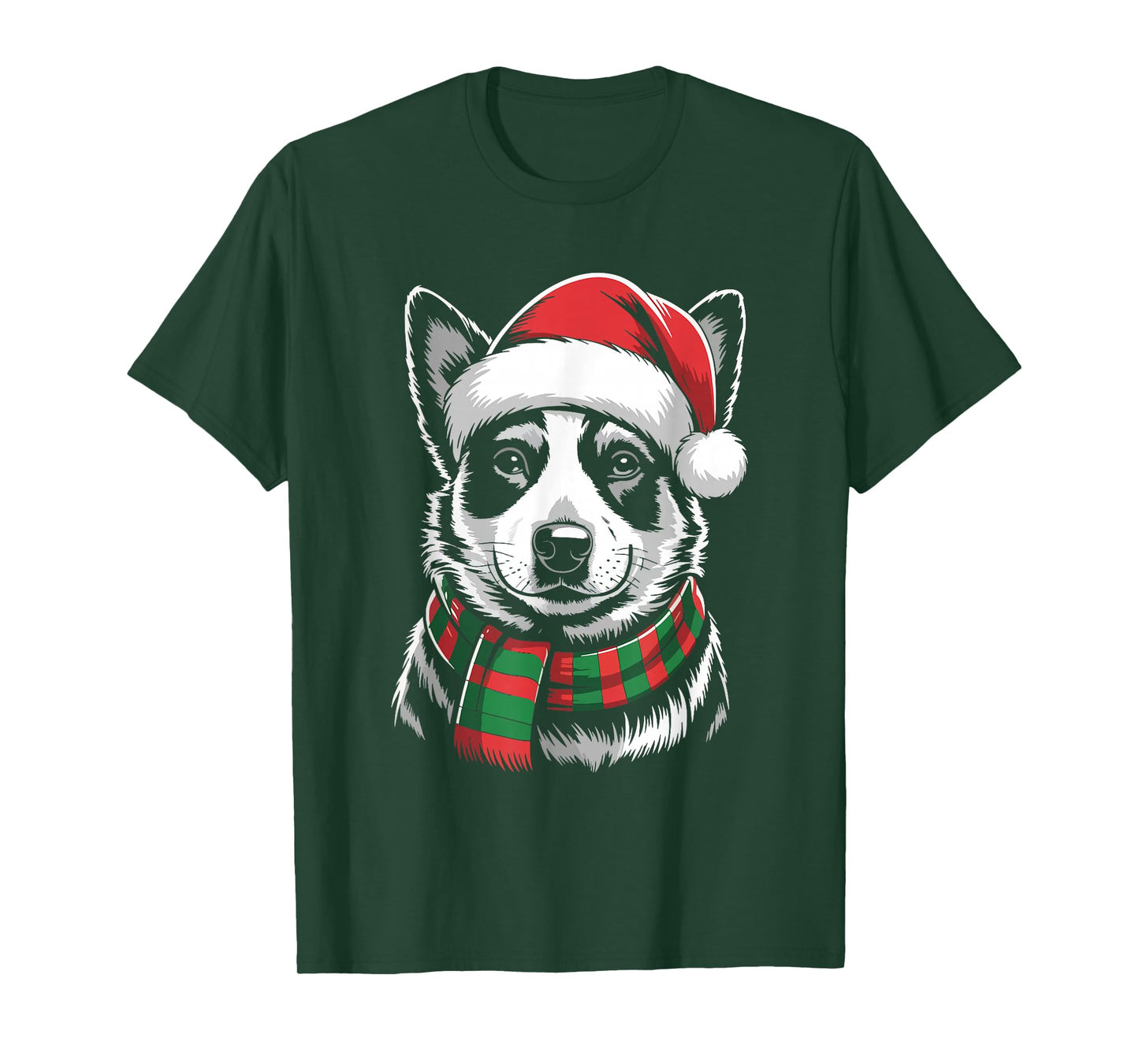 Australian Cattle Dog Xmas Santa Hat Scarf Christmas Costume T-Shirt