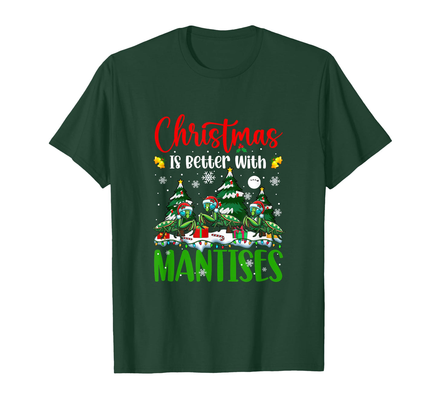 Xmas is Better Funny Joke Mantises Lover Christmas Tree T-Shirt