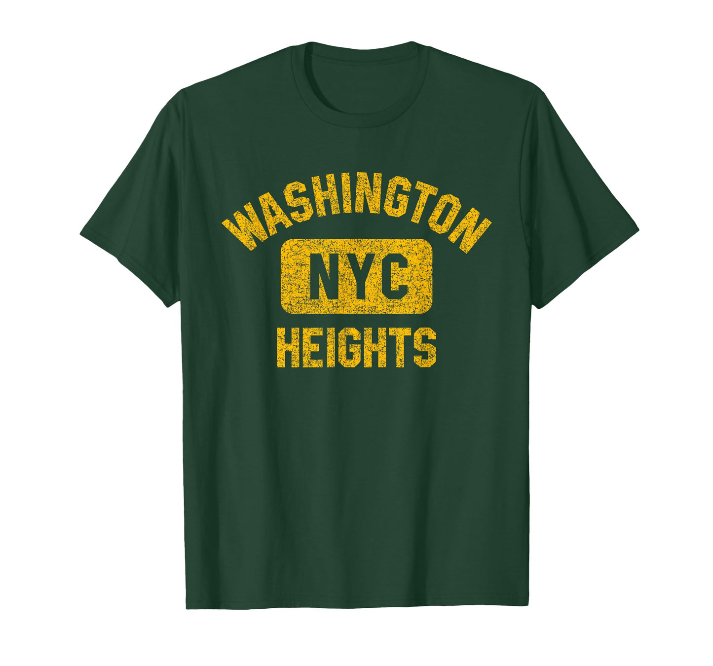 Washington Heights NYC Gym Style Distressed Amber Print T-Shirt
