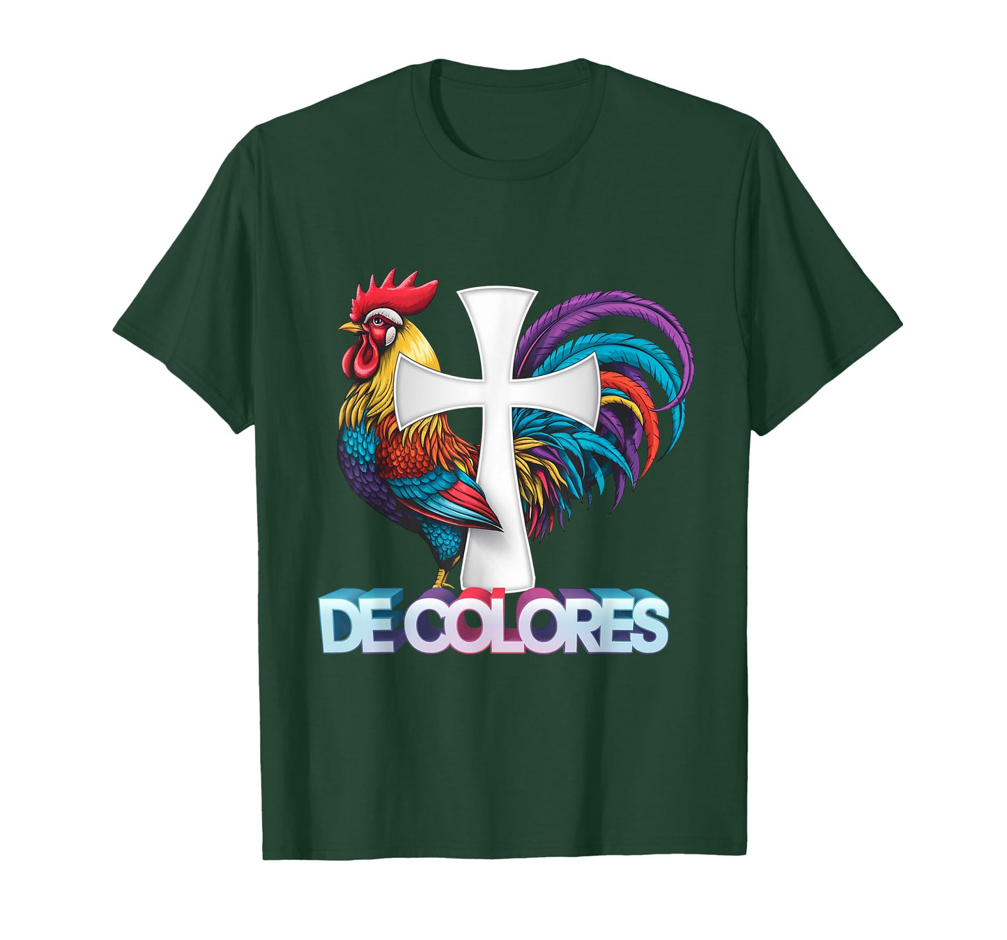DeColores Cursillo Rainbow Rooster Catholic T-Shirt