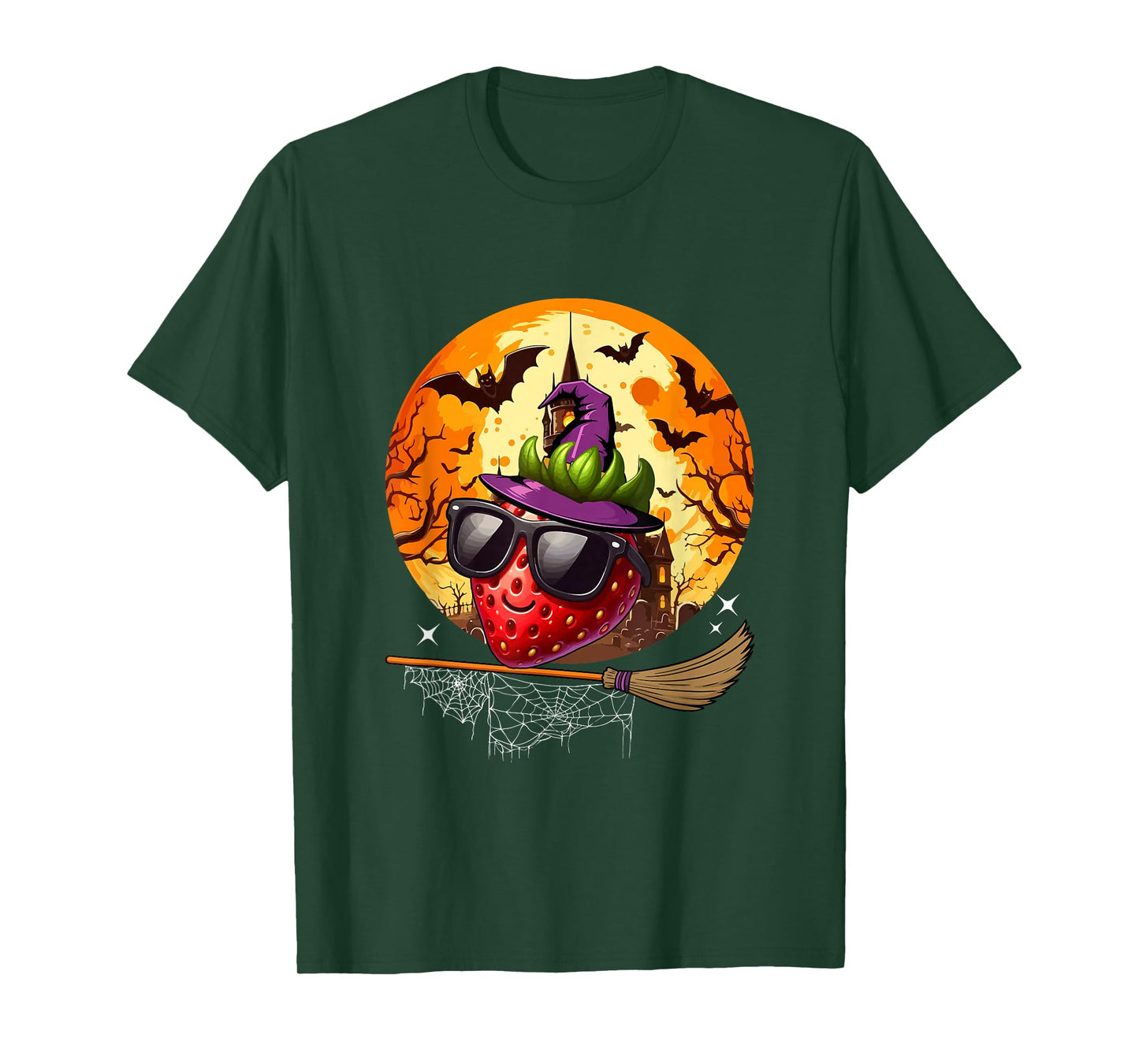 Strawberry Sunglasses Cosplay Witch Vegan Halloween Moon T-Shirt