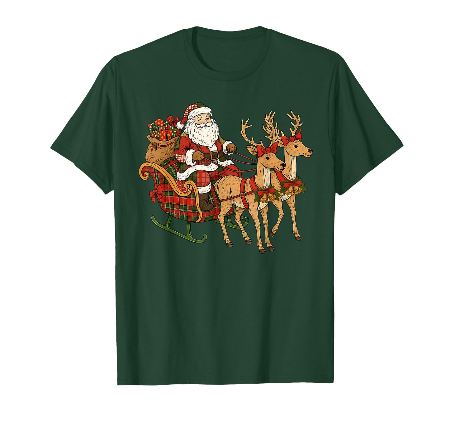 Merry Christmas Santa Reindeer Snowman Family Men Women Kids T-Shirt
