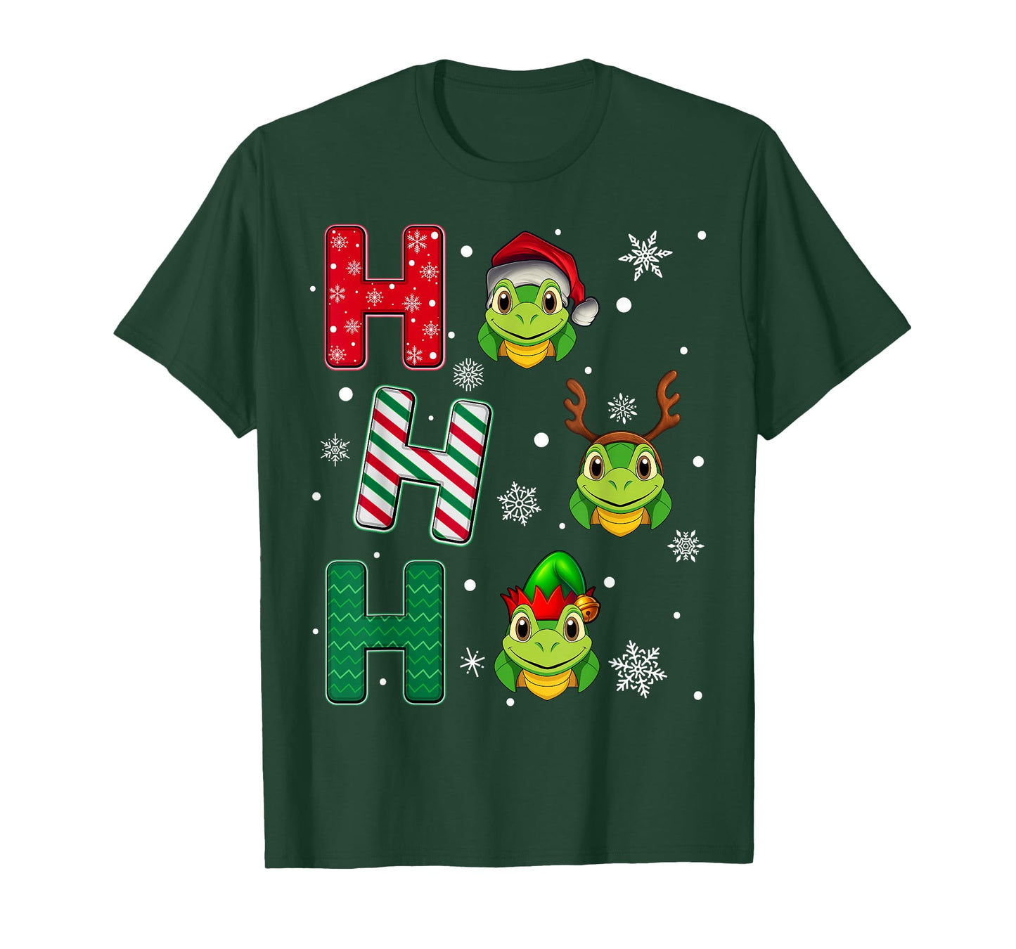 Ho Ho Ho Turtle Animal Matching Santa Elf Xmas T-Shirt