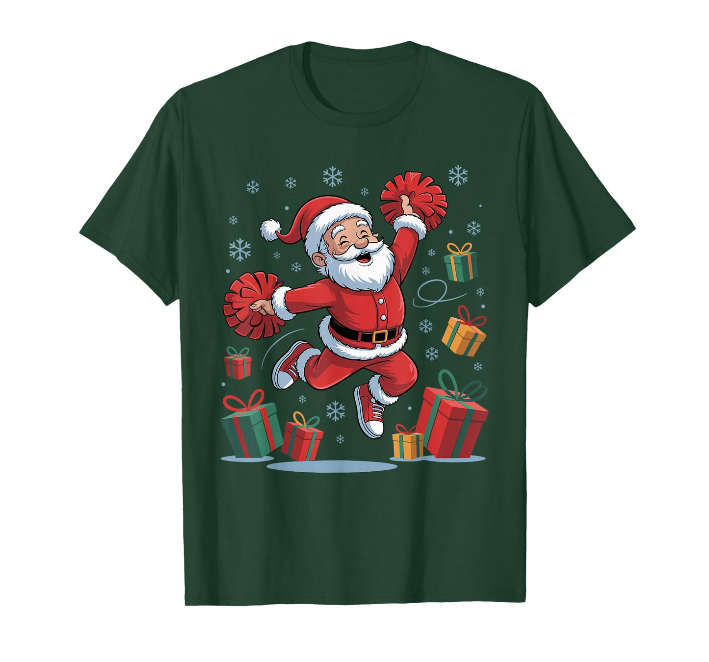 Funny Santa Cheering Cheerleading Christmas Xmas Pajama T-Shirt