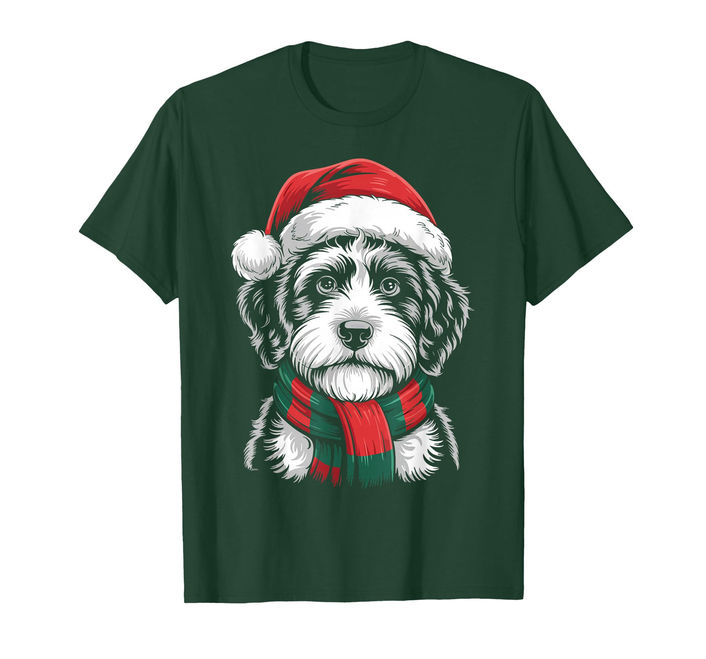 Portuguese Water Dog Xmas Santa Hat Scarf Christmas Costume T-Shirt