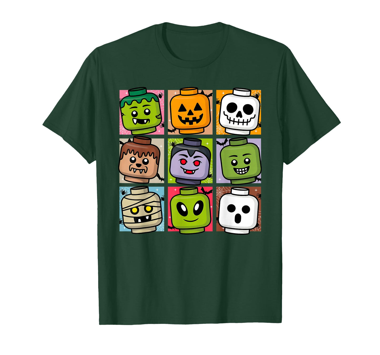Halloween Building Brick Head Pumpkin Ghost Zombie Boys T-Shirt