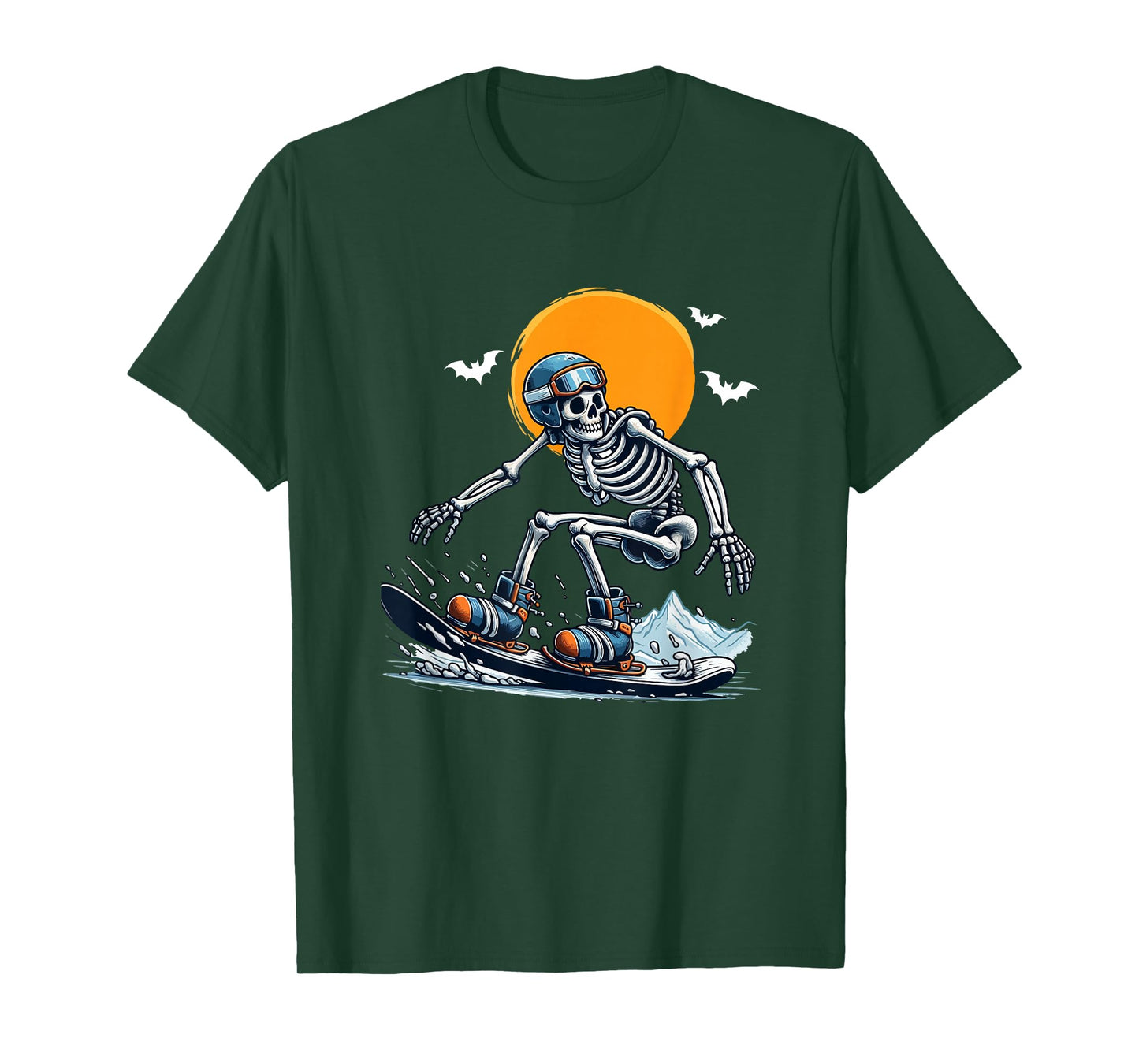 Skeleton Snowboarding Halloween Costume Sports Lover Family T-Shirt