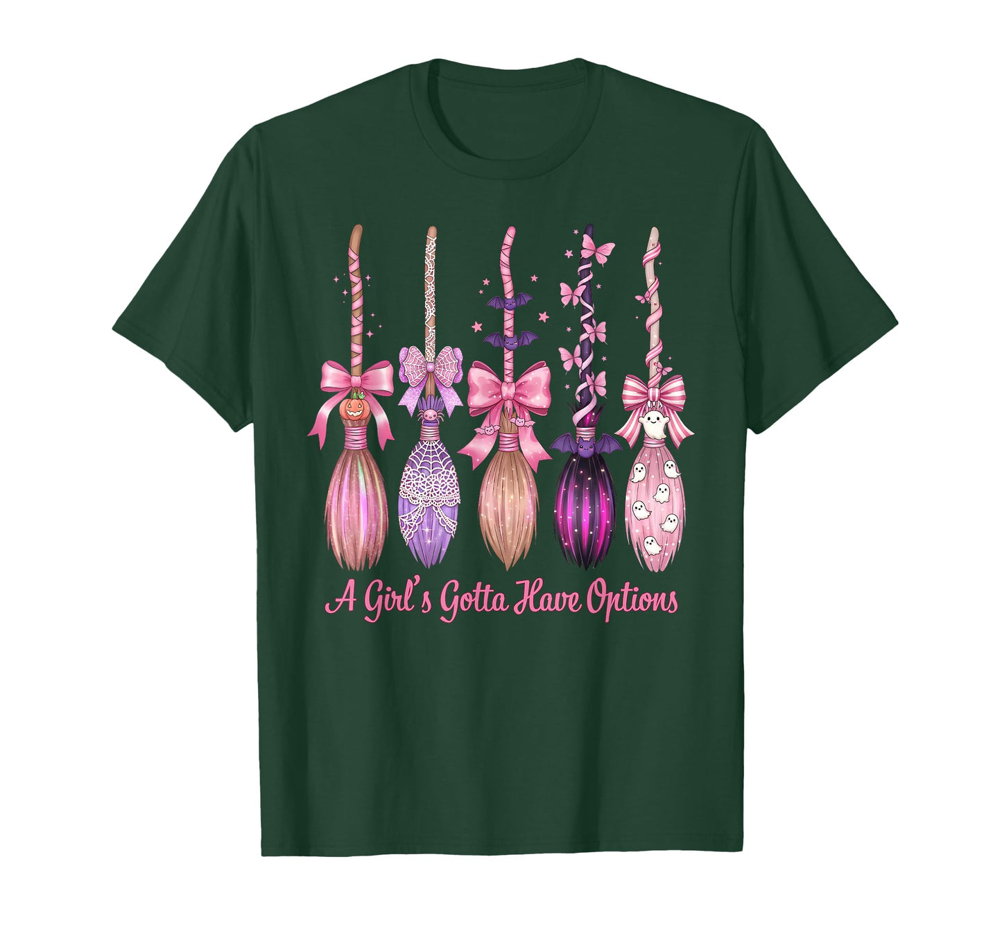 A Girl's Gotta Have Options with Witch Broom Halloween T-Shirt