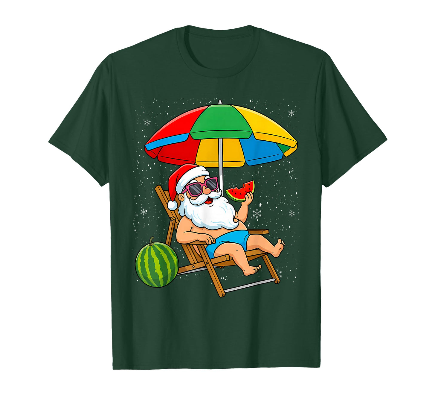 Watermelon Funny Santa Christmas in July Hawaiian Xmas T-Shirt