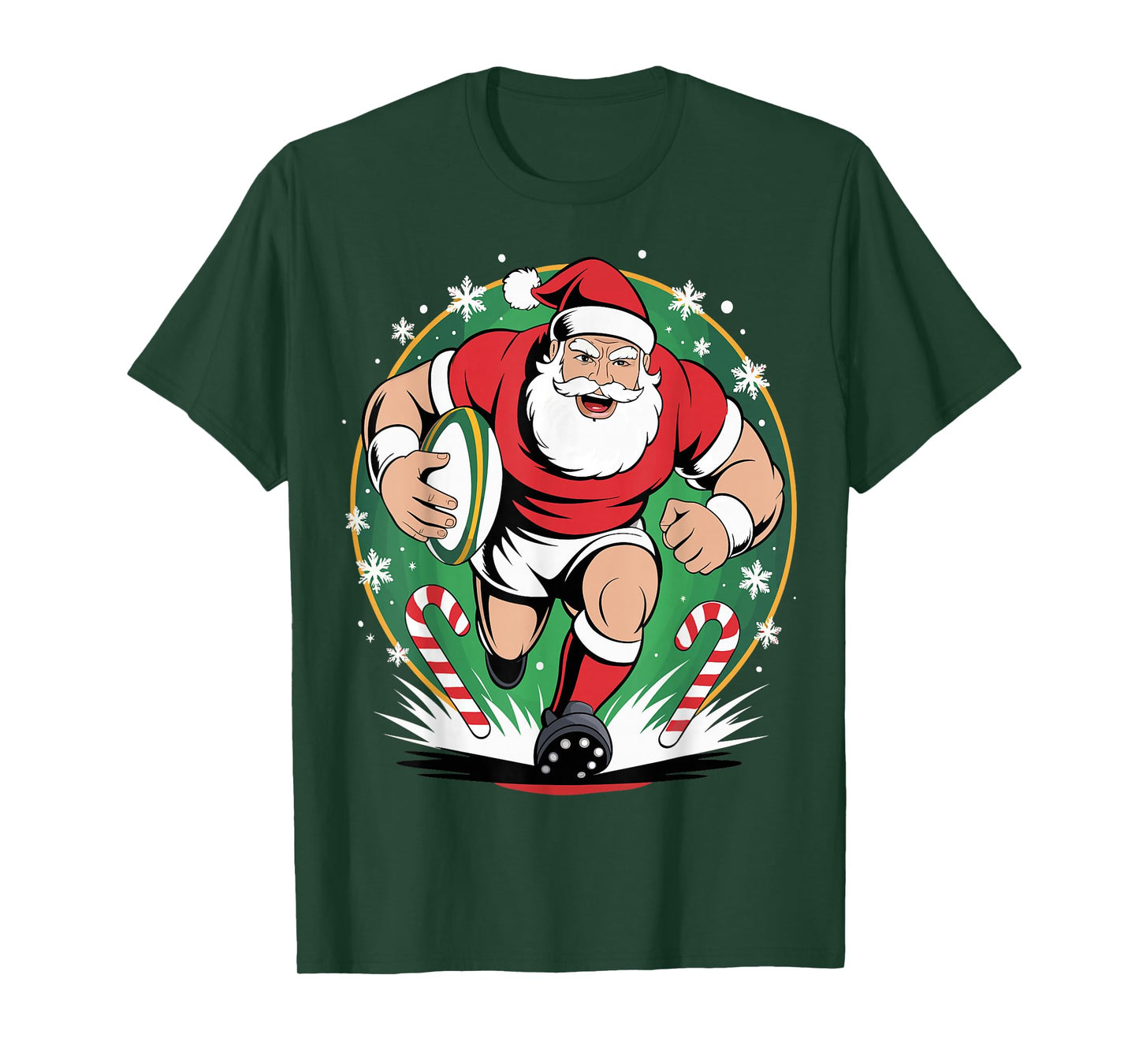 Funny Santa Claus Playing Rugby Christmas Sports T-Shirt