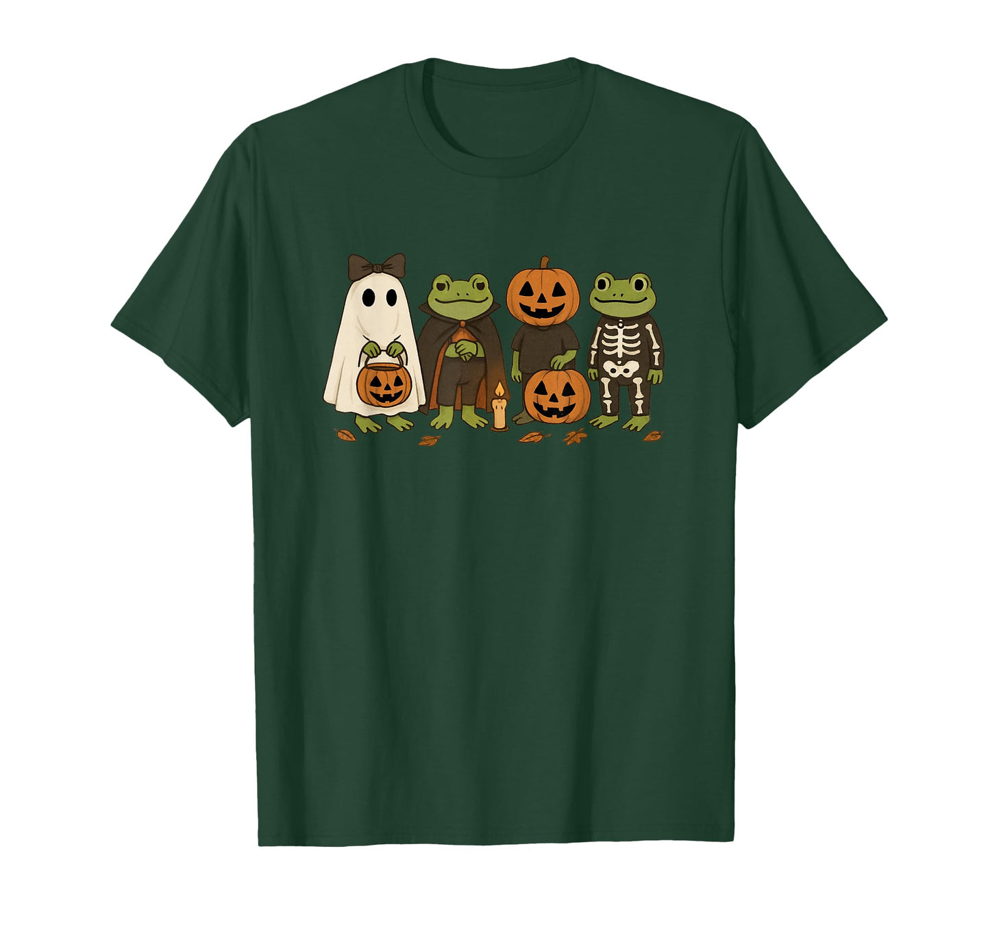 Spooky Skeleton Frog Cute with Pumpkin and Creepy Vibes T-Shirt