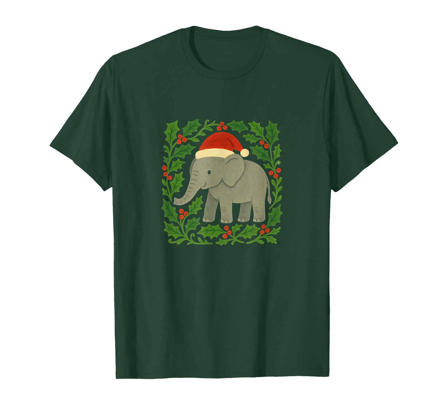 Elephant Wearing a Santa Hat Christmas Safari Holiday T-Shirt