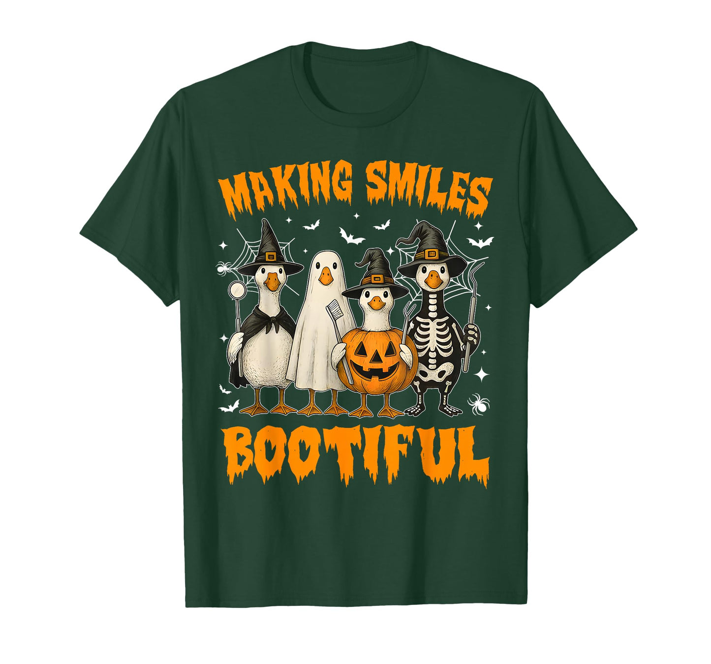 Making Smiles Bootiful Boo Ghost Goose Halloween Dental Crew T-Shirt