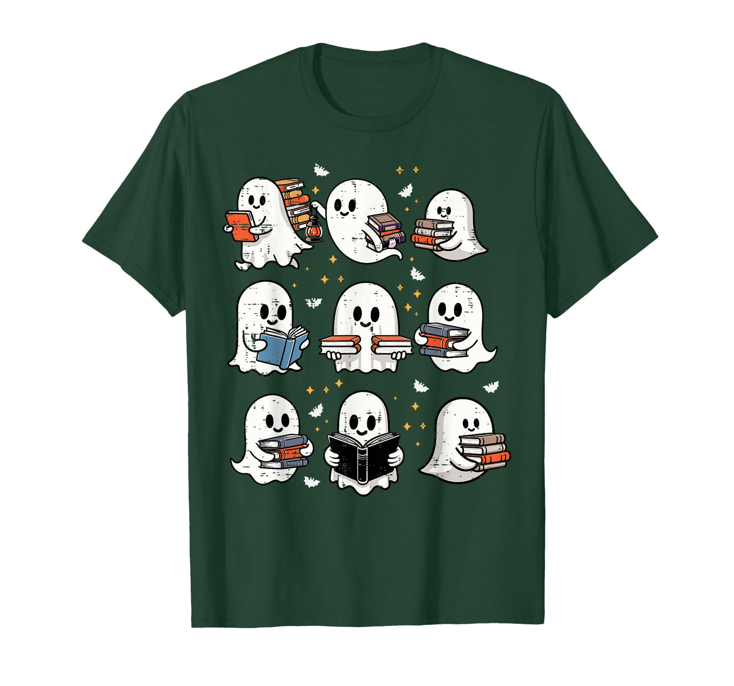 Ghosts With Books Library Halloween Men Women Kids Teacher T-Shirt