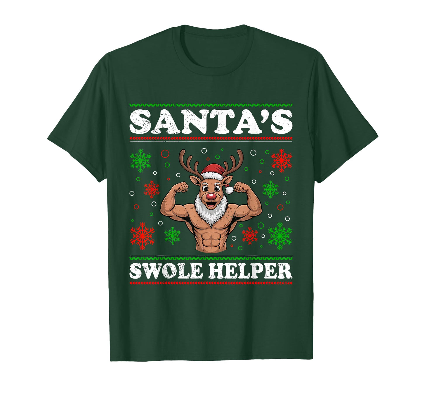 Christmas Santa's Swole Helper Funny Muscle Training T-Shirt