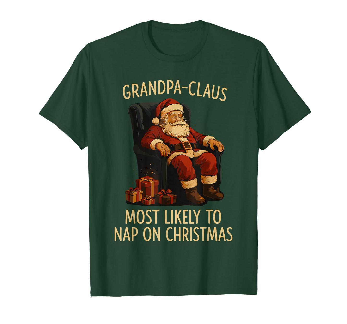 Most Likely to Nap on Christmas Shirt Men Xmas Grandpa Claus T-Shirt