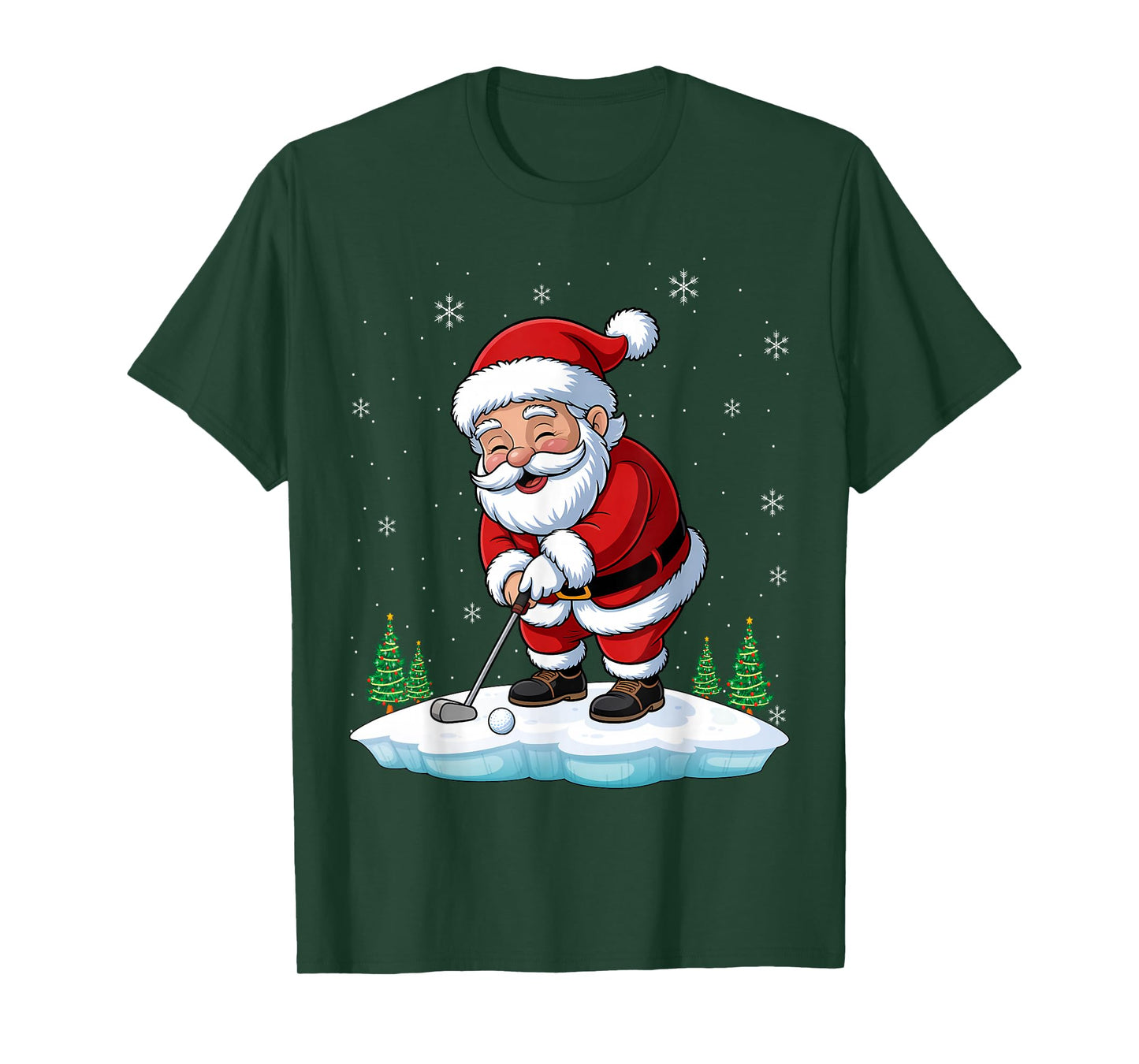 Christmas Golf Santa Claus Swing Funny T-Shirt