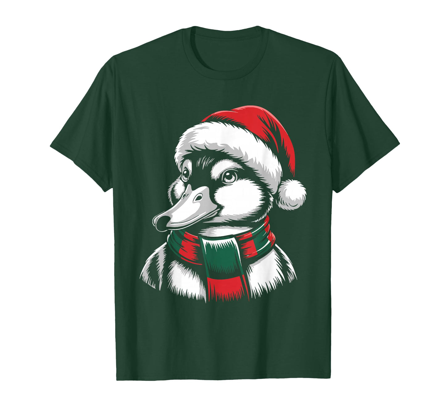 Mallard Bird Xmas Santa Hat Scarf Christmas Costume T-Shirt