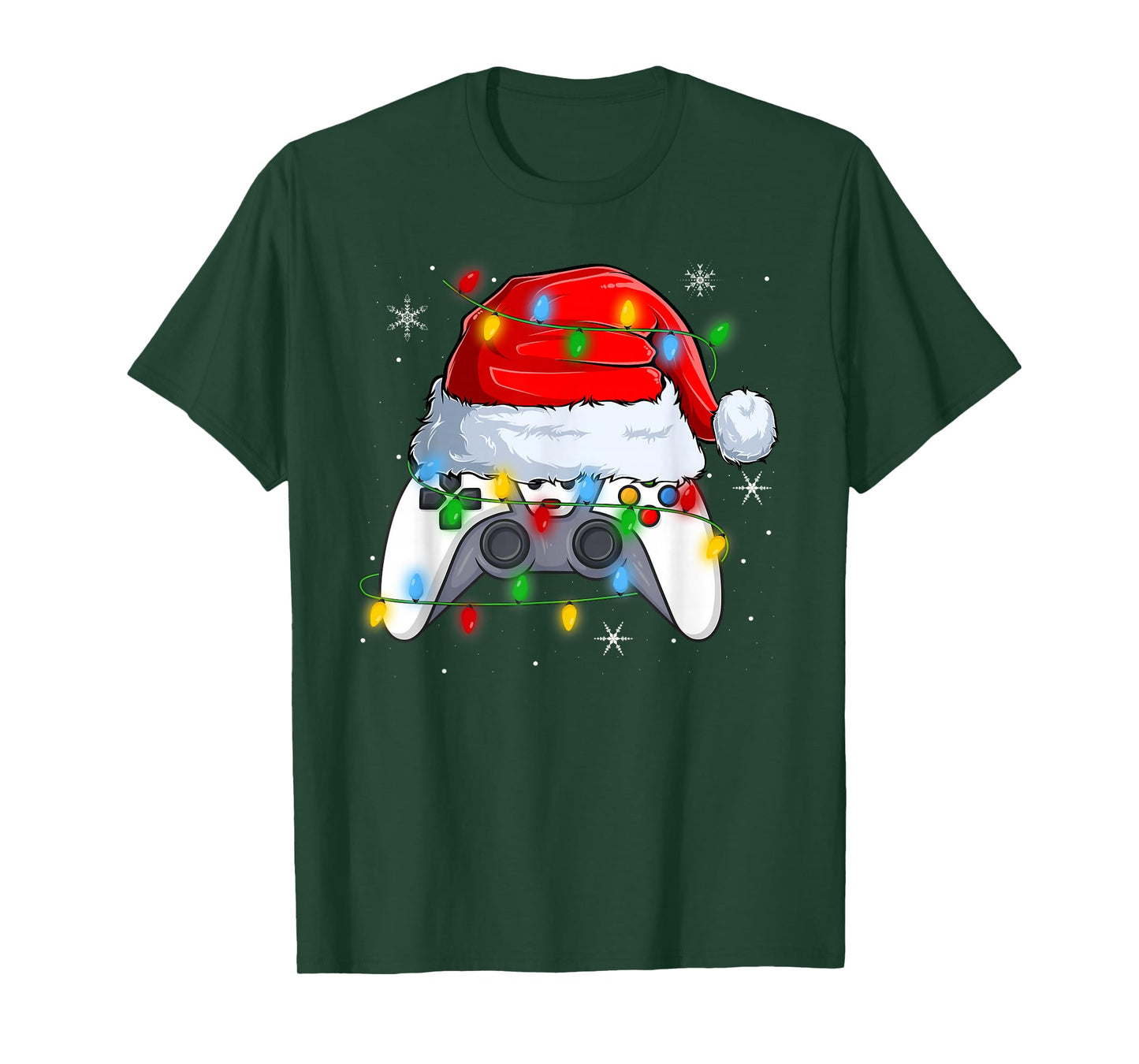 Video Game Controller Christmas Lights Gamer Boys Girls Xmas T-Shirt