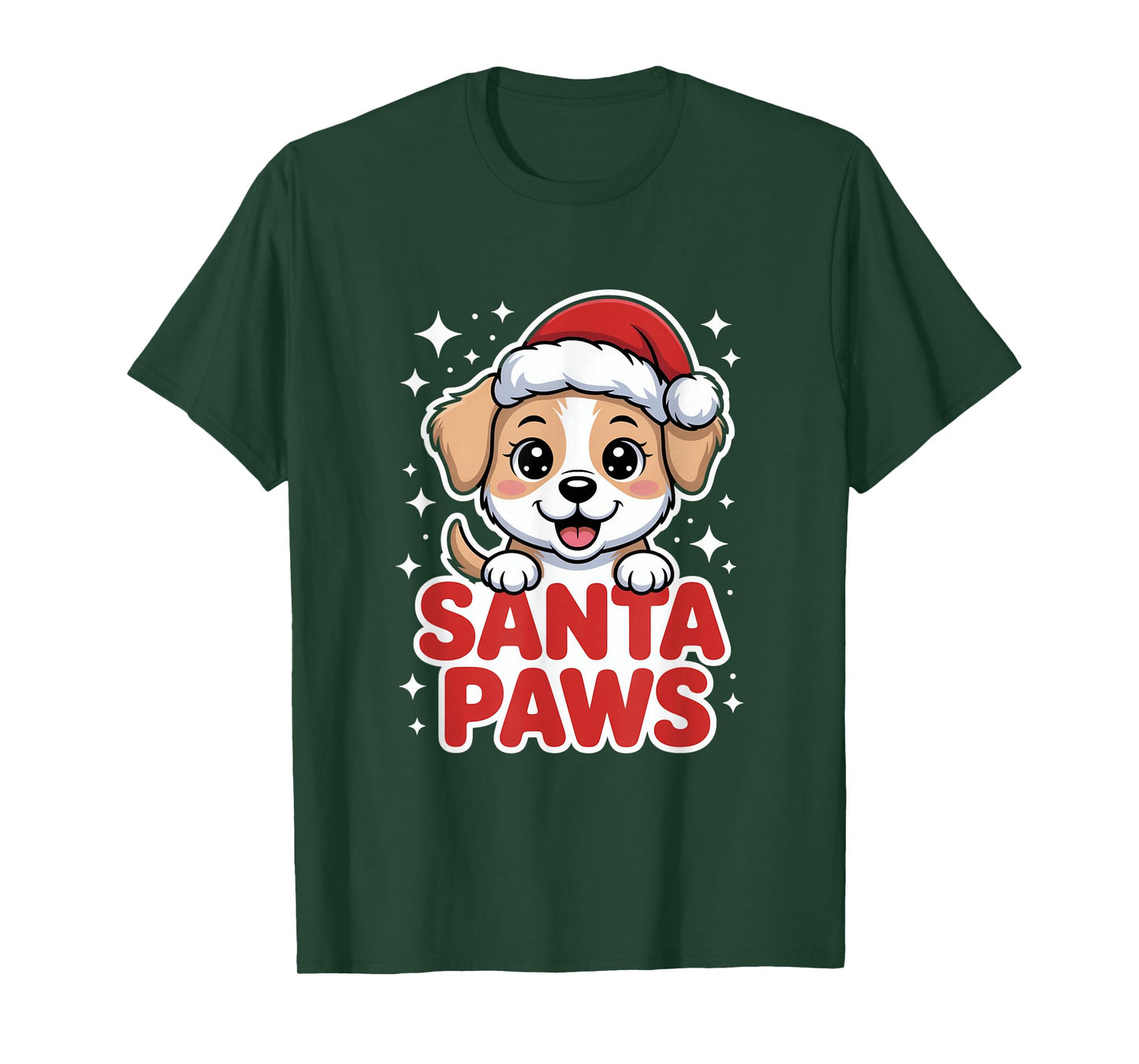 Santa Paws Cute Puppy in Santa Hat Christmas Dog T-Shirt