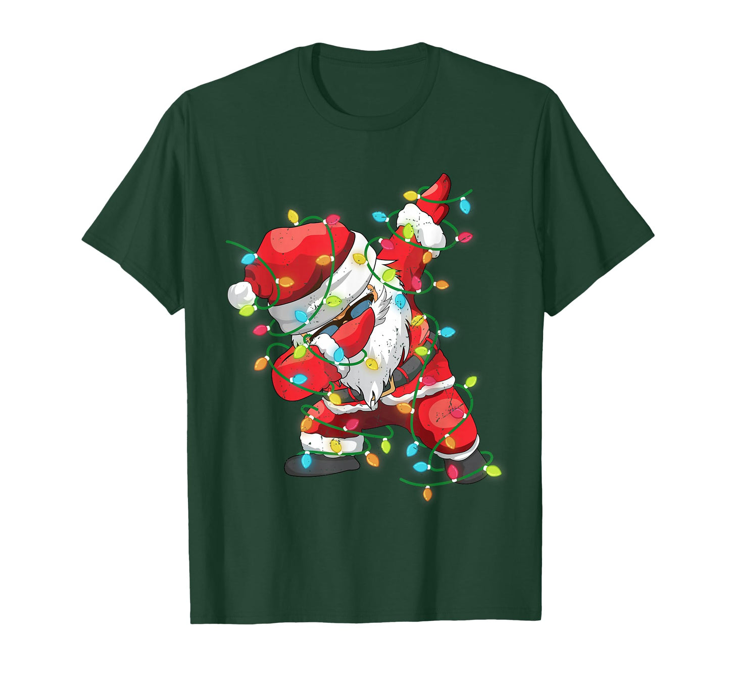 Christmas Dabbing Santa Xmas Lights Girls Boys Teens Kids T-Shirt