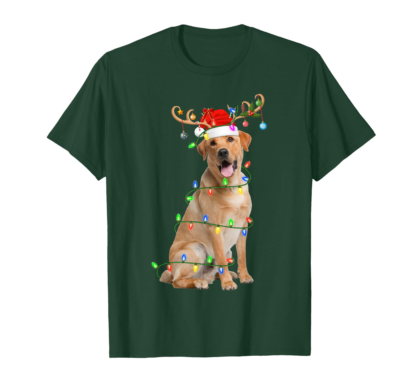 Labrador Retriever Christmas Lights Santa Pet Dog Lover Xmas T-Shirt