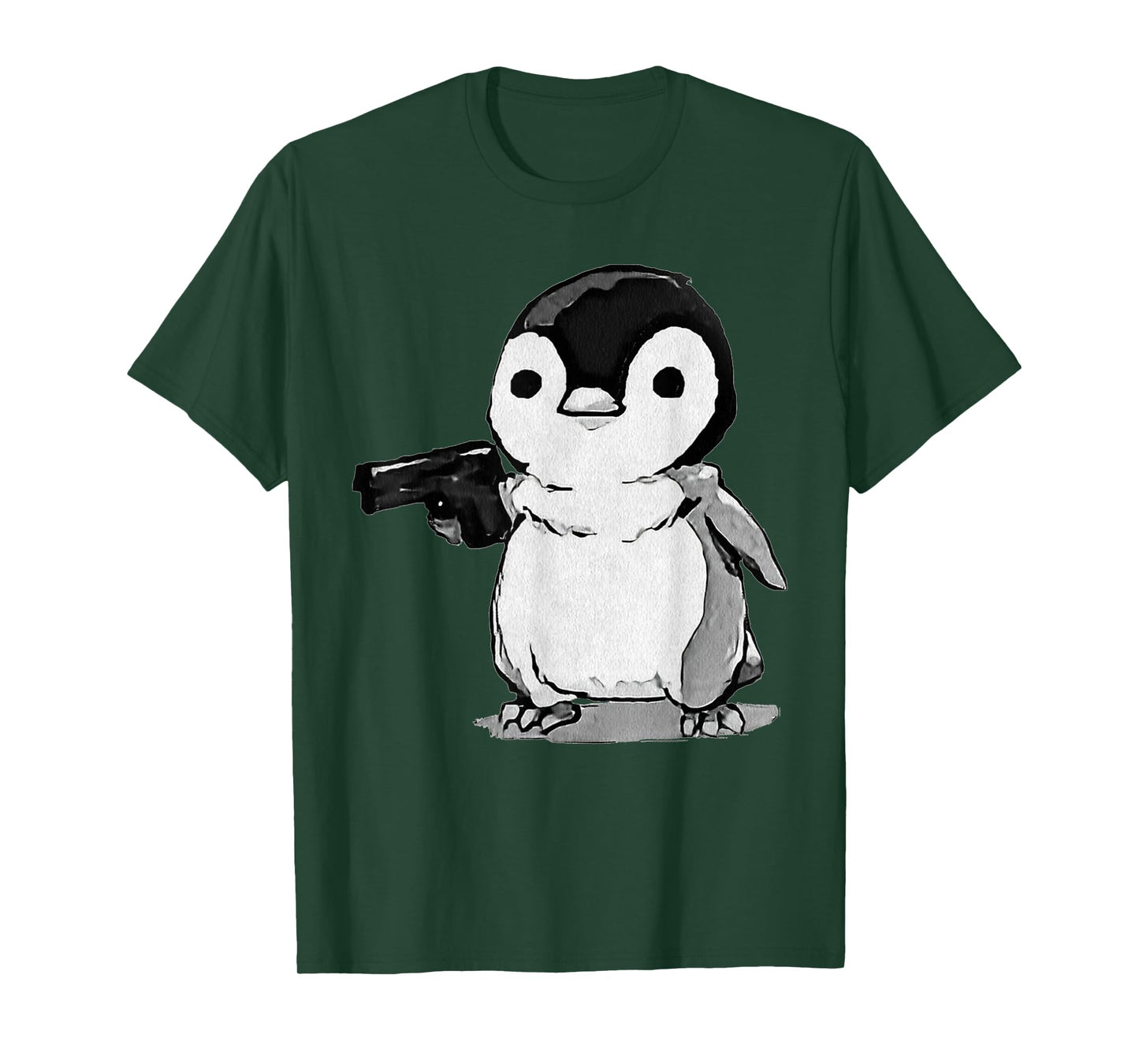 Eagerlys The Little Penguin Holding A Gun Vintage Art T-Shirt