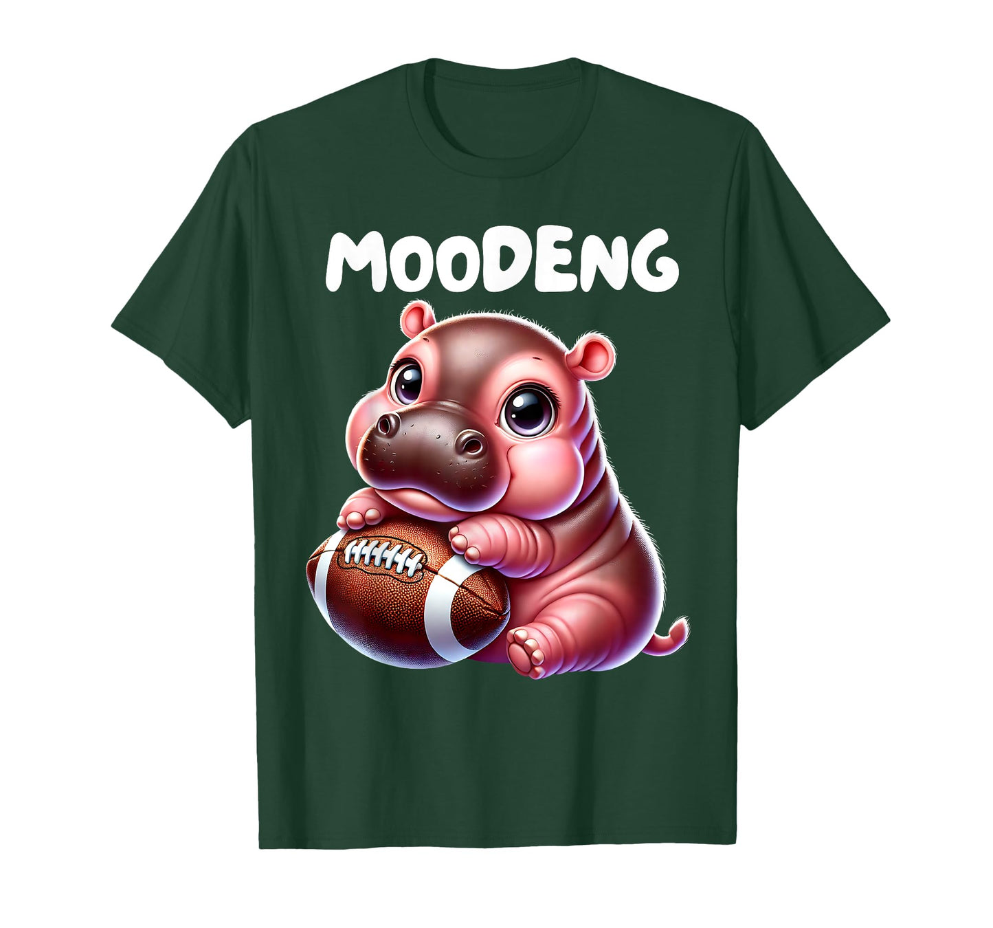 MooDeng American Football Sport Cute Baby Pygmy Hippo Meme T-Shirt
