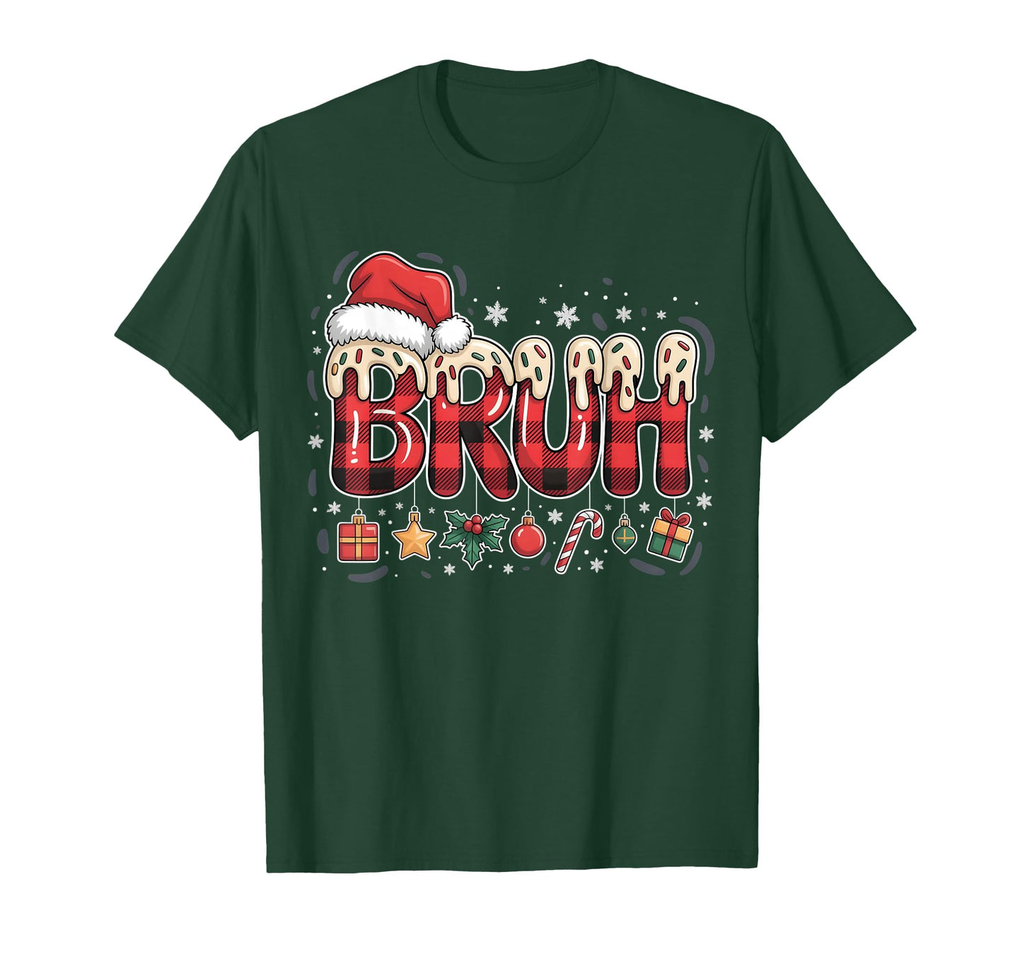Ice Cream Dripping Bruh Santa Boys Youth Christmas T-Shirt