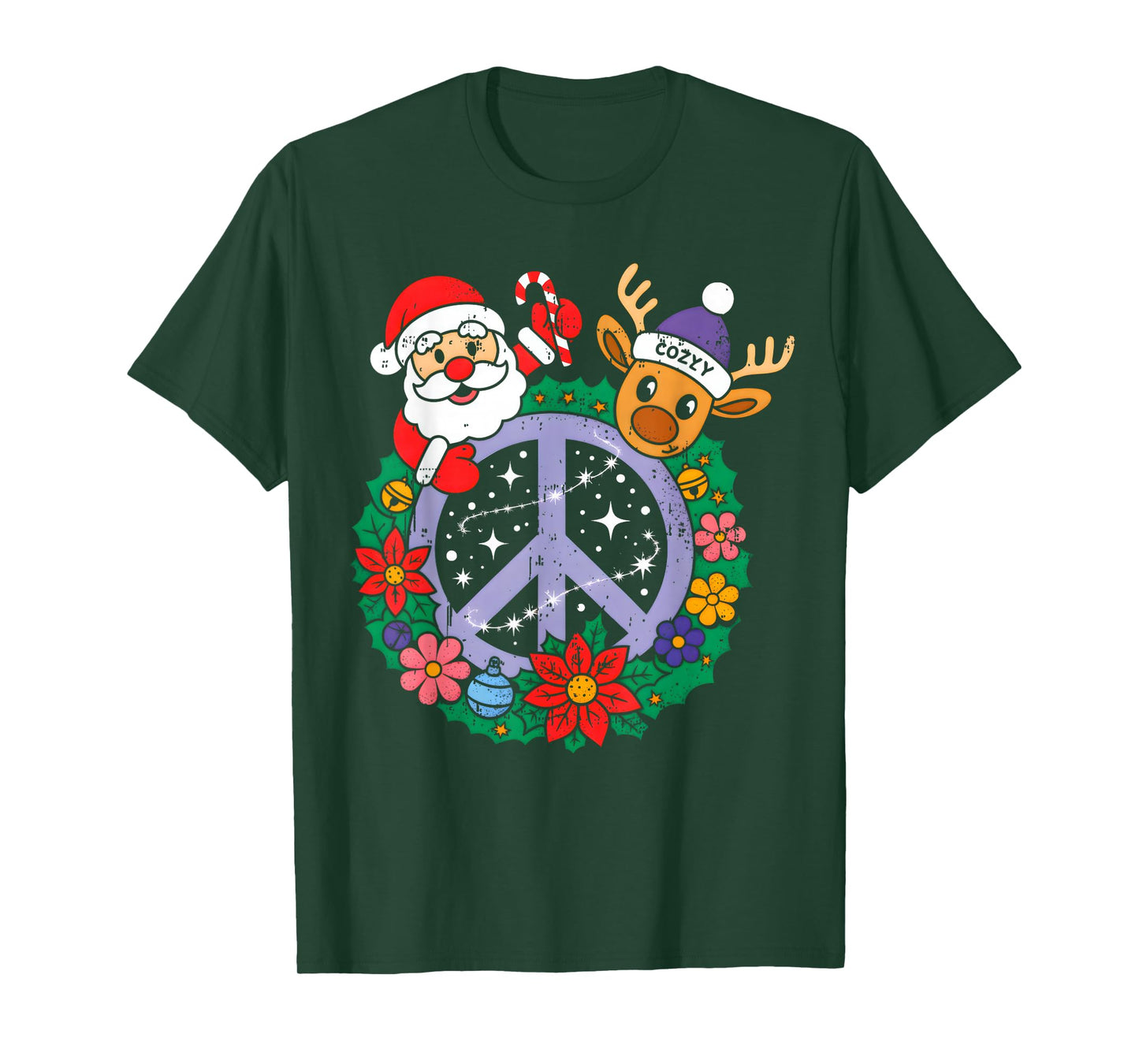 Funny Groovy Christmas Santa Claus ReindeerXmas Vibes T-Shirt