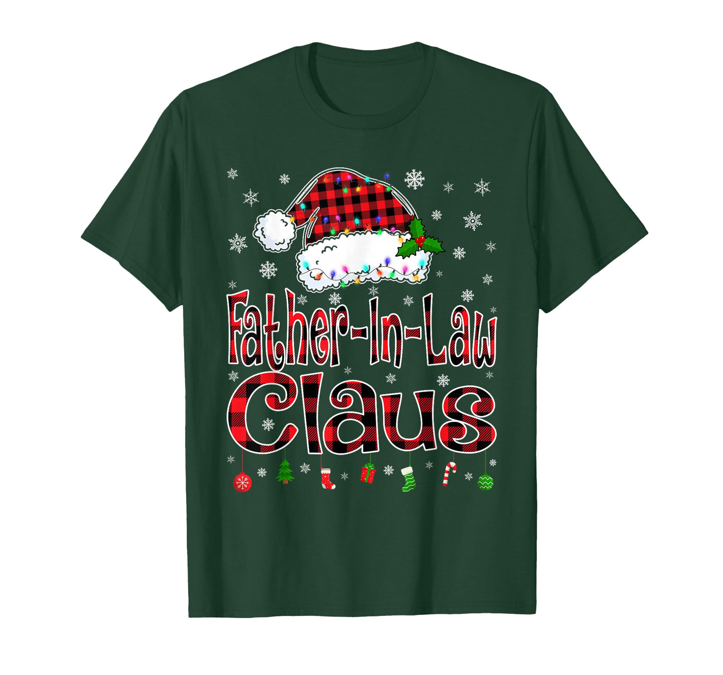 Father-in-Law Claus Christmas Lights Xmas Pajama Family Tees T-Shirt