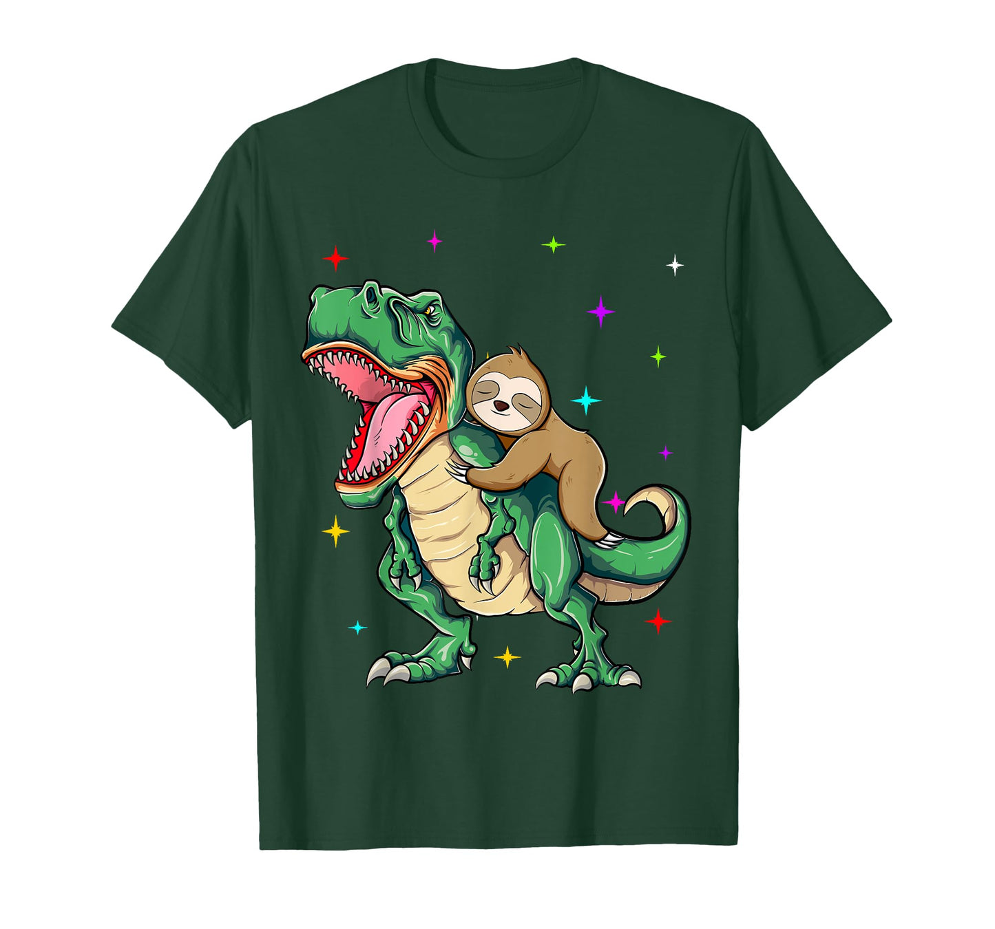 Funny Sloth Riding a T-Rex Dinosaur T-Shirt