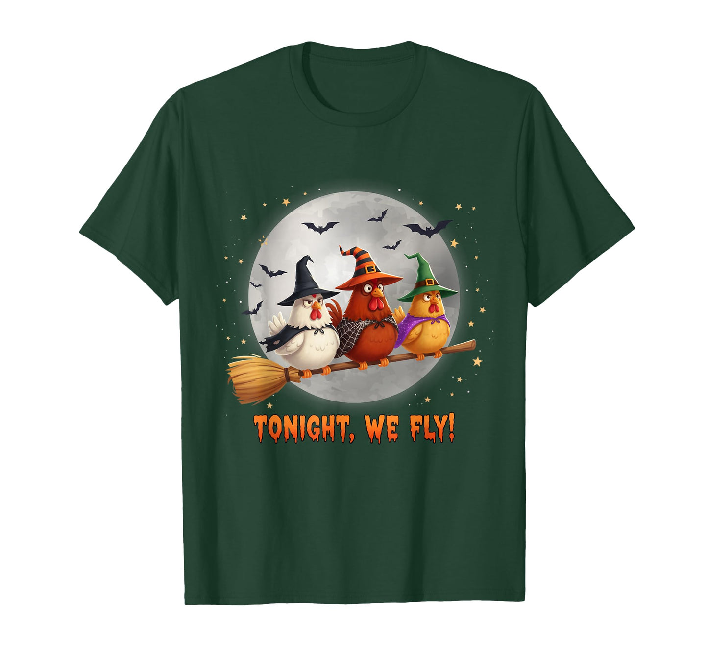 Tonight We Fly Funny Chicken Witch Spooky Season Farm Ghost T-Shirt