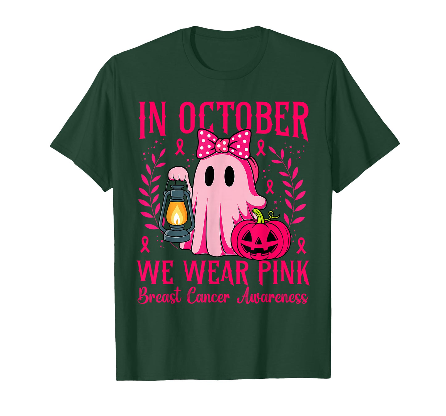 Breast Cancer Women Halloween in October We Wear Pink T-Shirt