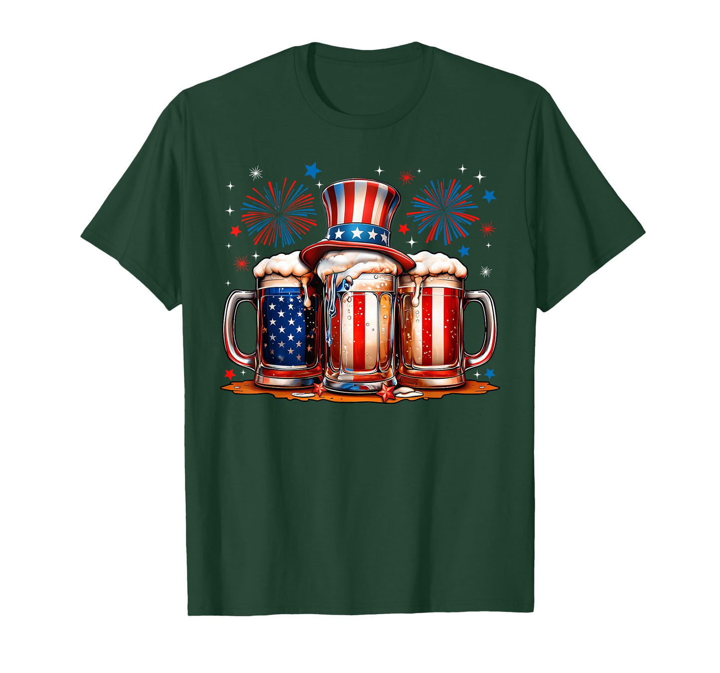 Beer American Flag USA 4th Of July Party Drinking Men Women T-Shirt