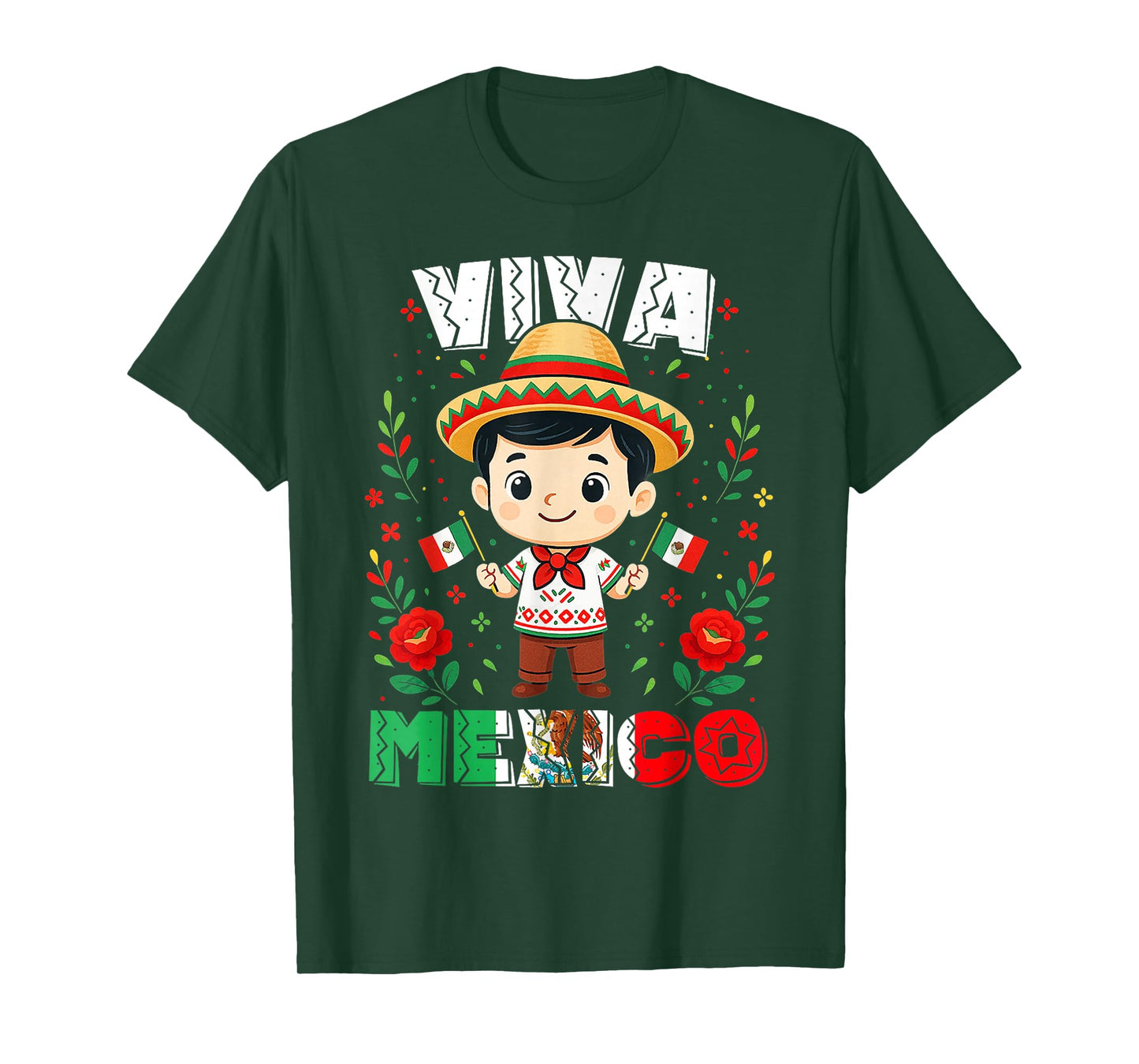 Viva Mexico Mexican Boy Flag Independence Day Boys Kids T-Shirt