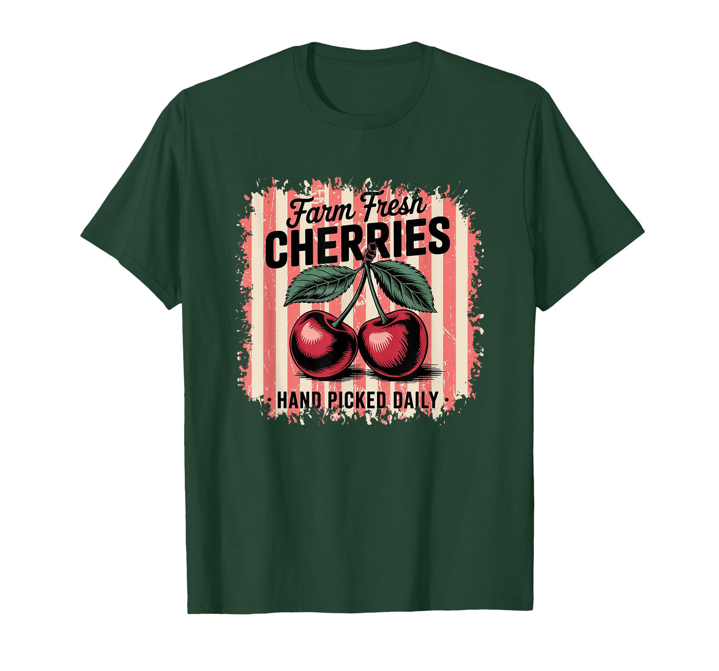 Farm Fresh Cherries Hand Picked Daily Nostalgic Design T-Shirt