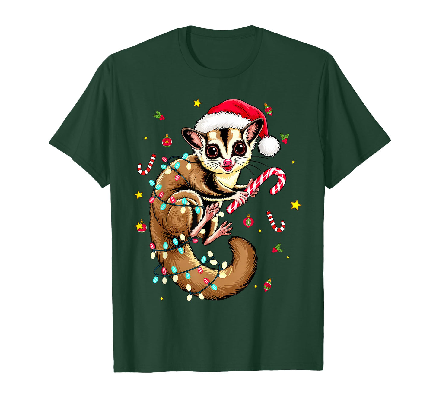 Christmas Sugar Glider Santa Hat Squirrel Gliding Animal T-Shirt