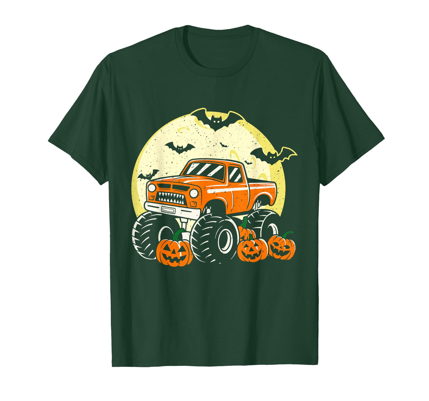 Monster Truck Halloween Jack O Lantern Moon Pumpkin Toddler T-Shirt