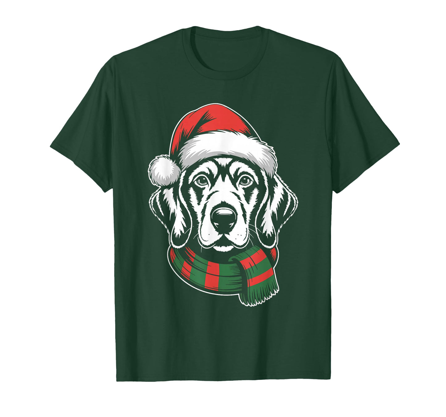 Vizsla Dog Xmas Santa Hat Scarf Christmas Costume T-Shirt